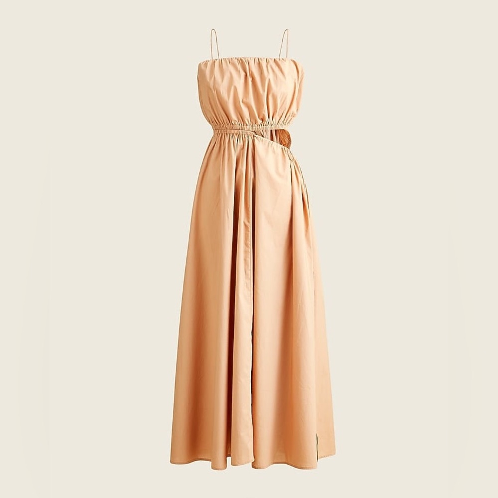 j.crew side cut-out 100% cotton poplin maxi dress